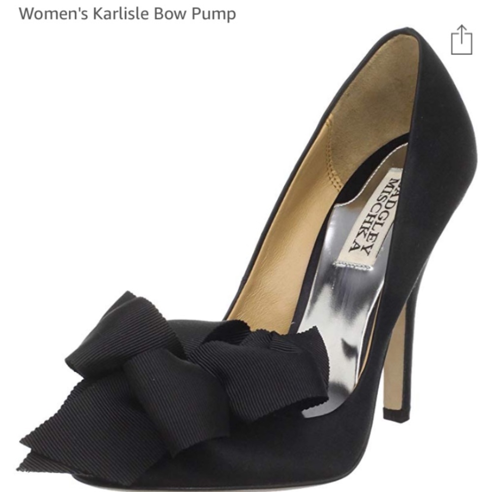 Badgley Mischka Blck Satin Karlisle Pump sz 7.5
